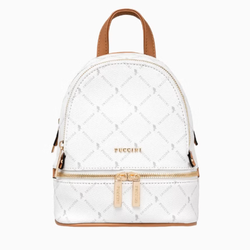 Elegant Mini Backpack Women's Handbag Puccini Monogram White - BLXP0043P-0