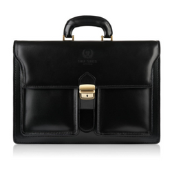 Men's leather briefcase for documents black shoulder bag for work Paolo Peruzzi - N02-BL