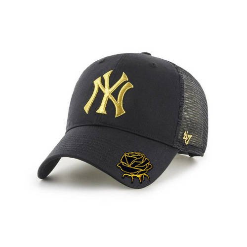 47 Brand MLB NY Yankees Trucker Snapback - B-BRMTL17CTP-BK Custom Rose