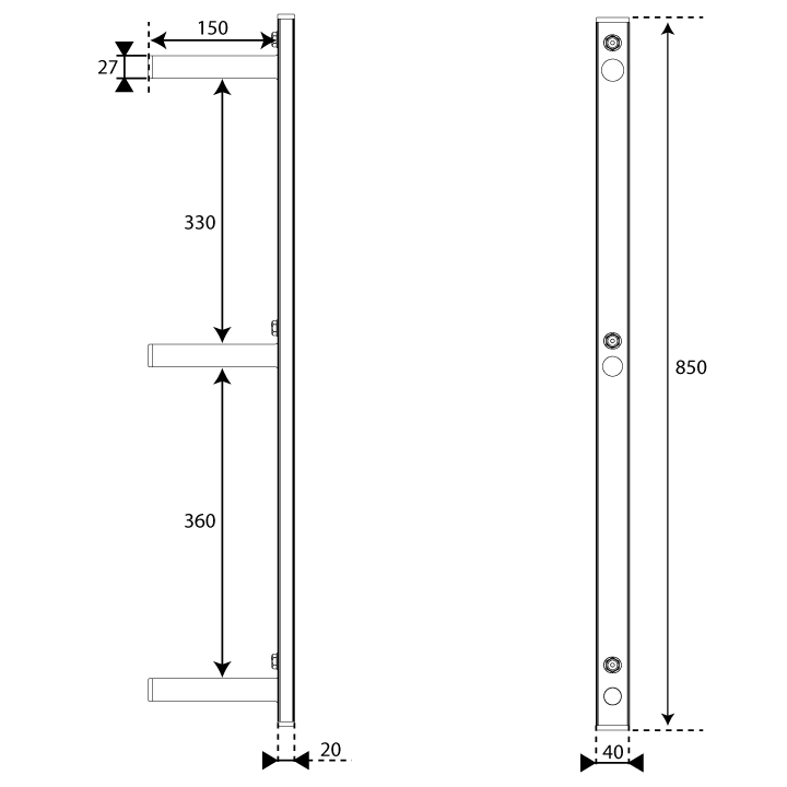 Gym wall-mounted load holder K-SPORT - KSSL065