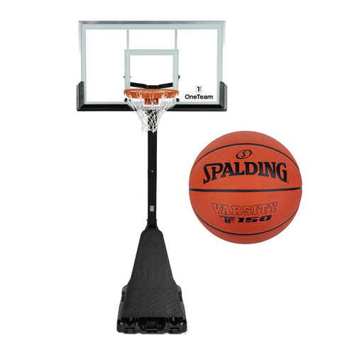 Set to Basketball Portable Stand OneTeam + Spalding TF-150 Varsity Ball