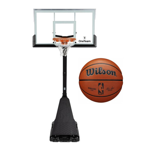 Set to Basketball Portable Stand OneTeam + Wilson NBA  Authentic Series Outdoor Ball