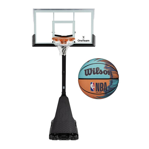 Set to Basketball Portable Stand OneTeam + Wilson NBA DRV PRO Outdoor Ball