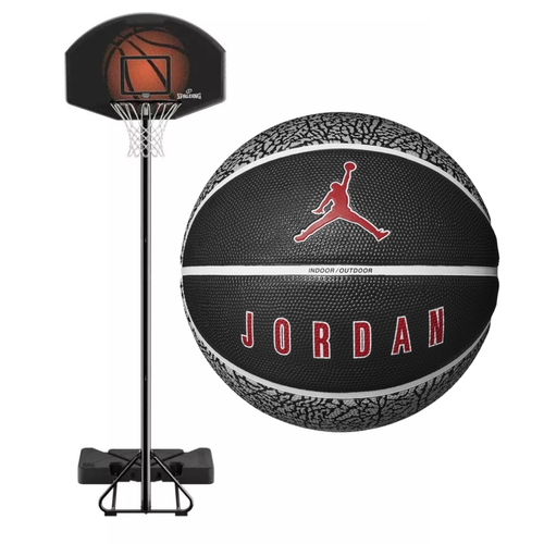 Spalding Highlight 44" Composite Portable Basketball Hoop + Ball Jordan Ultimate 2.0