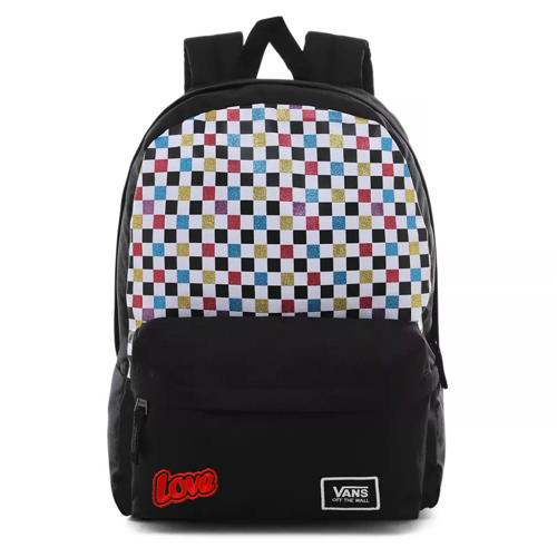 Vans Glitter Check Realm Backpack Custom Rose - VN0A48HGUX9