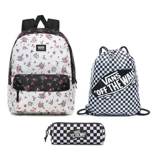 Vans Realm Classic Beauty Floral Patchwork Backpack + Bag + Pencil