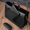 Men's leather briefcase for documents black shoulder bag for work Paolo Peruzzi - N02-BL