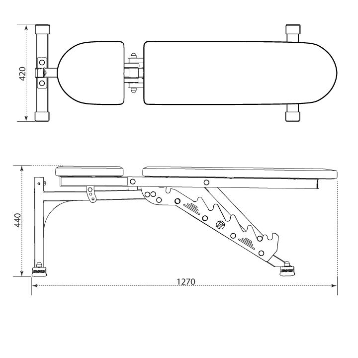 Folding oblique training bench for barbell stands K-SPORT - KSSL010