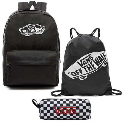 Plecak VANS Realm Backpack szkolny czarny + worek + piórnik Saszetka