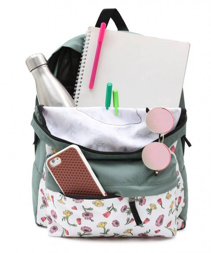Plecak szkolny VANS Realm Backpack Biało Zielony - VN0A3UI6XZR + piórnik