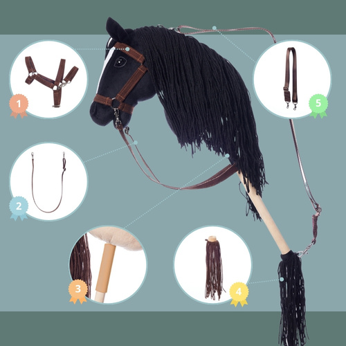 Koń na kiju Hobby Horse A3 Hoppihorse Czarny + Komplet Akcesoriów - T-THH-M01A302