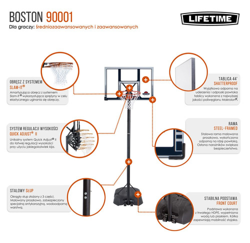  Lifetime Boston 90001 Basketballkorb mit Ständer höhenverstellbar Basketballanlage