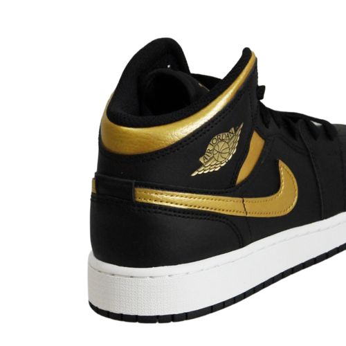 Buty do koszykówki Air Jordan 1 Mid Junior (GS) Black/Metallic Gold - DQ8423-071