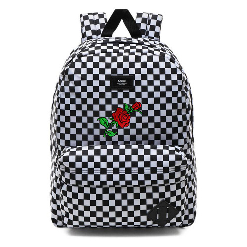 Plecak szkolny Vans Old Skool III kratka czarno biały custom rose róża
