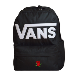 Plecak szkolny miejski Vans Old Skool Drop V Backpack Black VN000H4ZBLK1 + Custom Czerwona Róża