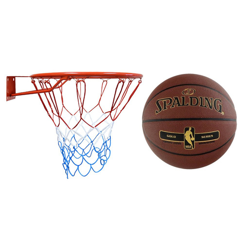 Obręcz do kosza Kimet Euro Standard 45 cm + Piłka do koszykówki Spalding NBA Tack Soft Gold 