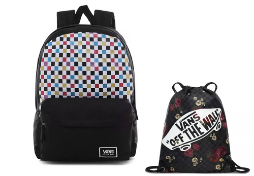 Plecak szkolny Vans Glitter Check Realm - VN0A48HGUX9 + Worek