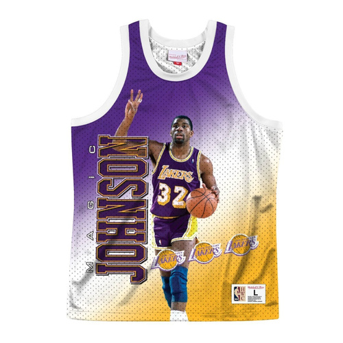 Mitchell & Ness NBA Behind The Back Tank Los Angeles Lakers - Magic Johnson - MSTKMI19002-LALWHITEJH