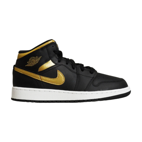 Buty do koszykówki Air Jordan 1 Mid Junior (GS) Black/Metallic Gold - DQ8423-071