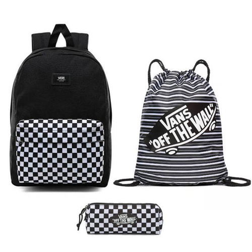 VANS New Skool Checkerboard Batoh + Pancil Pouch + Benched Bag
