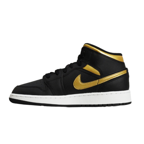 Buty do koszykówki Air Jordan 1 Mid Junior (GS) Black/Metallic Gold - DQ8423-071