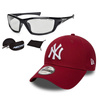Zestaw okulary przeciwsłoneczne Arctica + Czapka z daszkiem New Era NY bordo 
