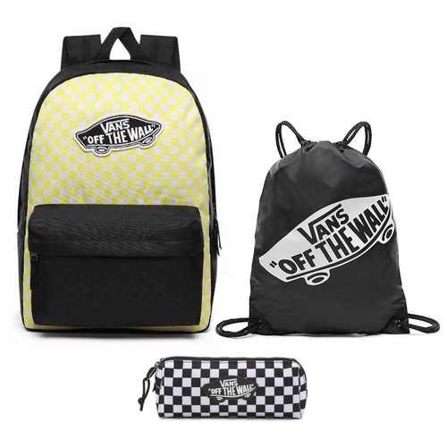Vans Realm Lemon Tonic Checkerboard Backpack + Pencil Pouch + Bag