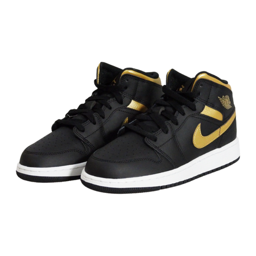 Buty do koszykówki Air Jordan 1 Mid Junior (GS) Black/Metallic Gold - DQ8423-071