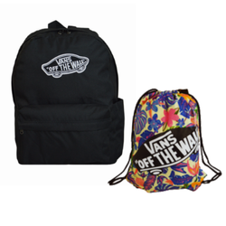 Plecak szkolny miejski Vans Old Skool Classic Backpack Czarny VN000H4YBLK1 + Worek Vans Kwiaty