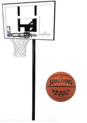 Zestaw do koszykówki Spalding kosz NBA Silver In-ground - 881596CN + Piłka TF-250 REACT