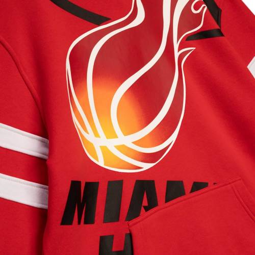 Bluza z kapturem Hoodie Mitchell & Ness NBA Miami Heat Logo czerwona