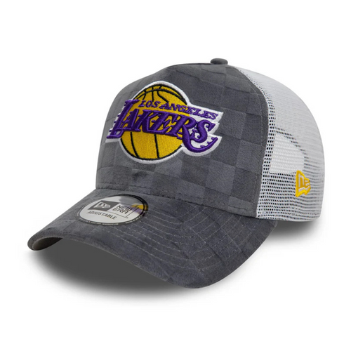 Czapka z daszkiem New Era 9FORTY LA Los Angeles Lakers Tonal Check Grey A-Frame Trucker - 60595261