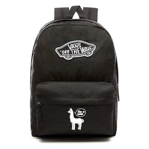 Plecak VANS Realm Backpack VN0A3UI6BLK + Worek VANS Benched Bag + Custom White Lama 