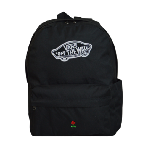 Plecak szkolny miejski Vans Old Skool Classic Backpack Czarny VN000H4YBLK1 + Custom Mała Czerwona Róża