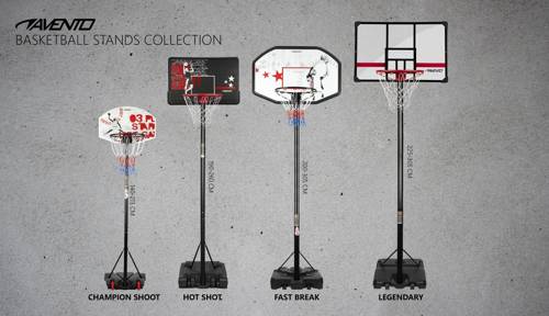 Zestaw kosz do koszykówki Avento mobilny stojak tablica regulowany 225-305 cm - 47SD-BLK